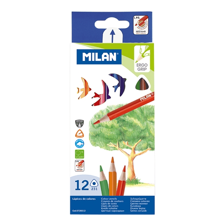 Milan Pack de 12 Lapices de Colores - Triangulares - Colores Surtidos 1