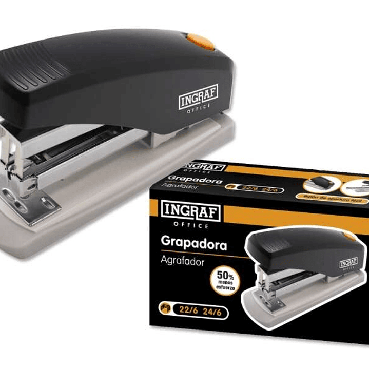 Ingraf Grapadora Pro - Alta Capacidad de Grapado - Diseño Ergonomico - Durabilidad Garantizada - Ideal para Oficina y Hogar - Color Negro 1