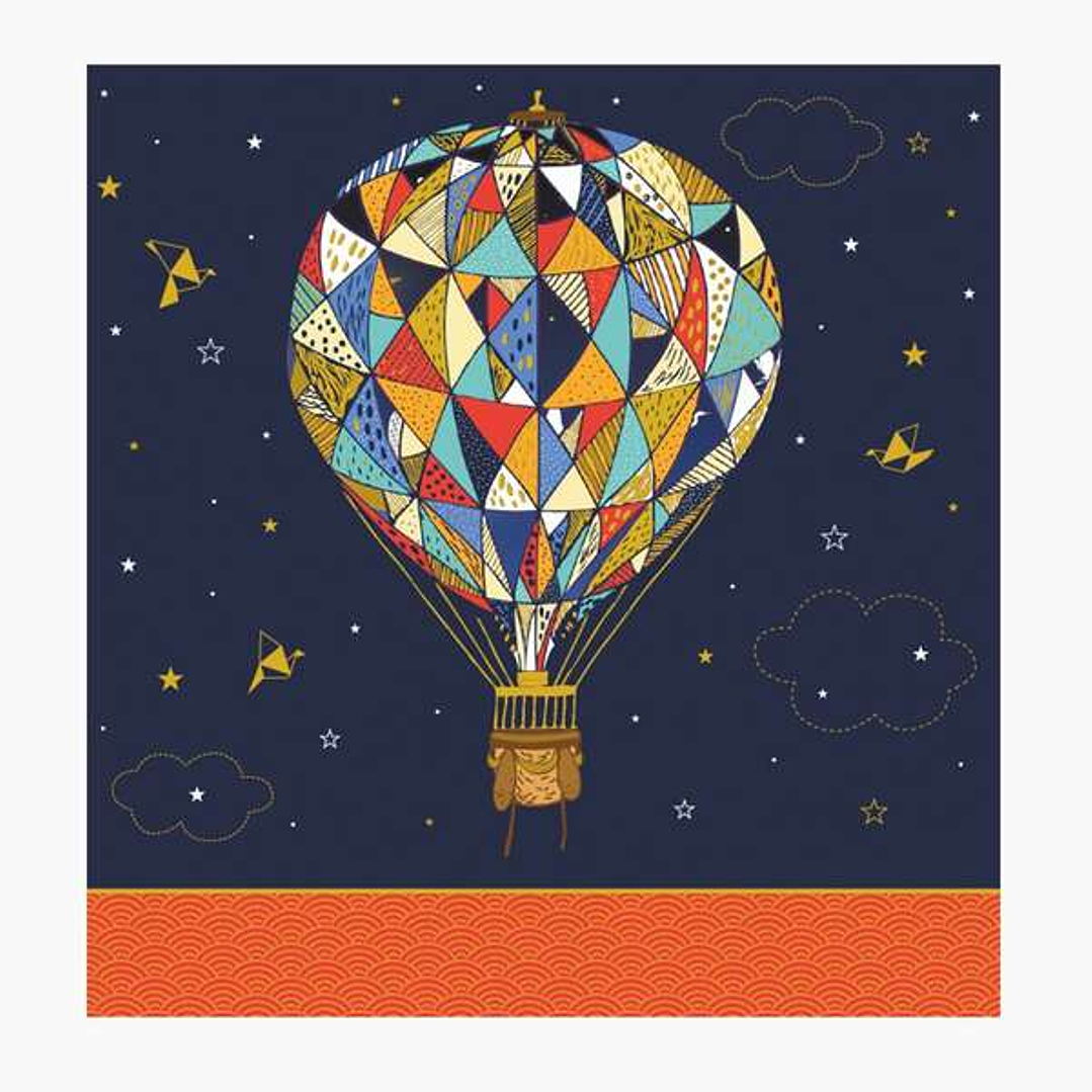 Pictura Tarjeta Arabesque - 16x16cm - Tematica Globo Aerostatico - Triptica sin Envoltorio - Incluye Sobre Blanco - Papel con Certificacion FSC 1