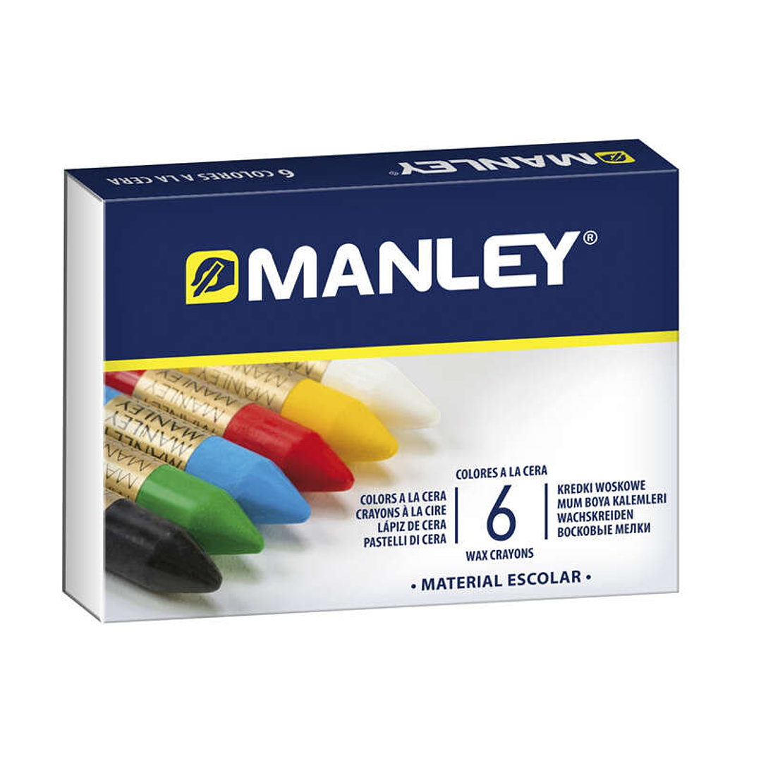 Manley Pack de 6 Ceras Blandas de Trazo Suave - Ideal para Tecnicas y Aplicaciones Variadas - Amplia Gama de Colores - Colores Surtidos 1
