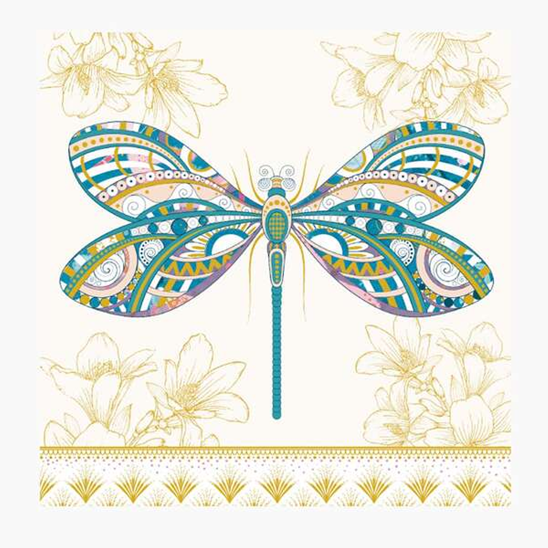 Pictura Tarjeta Arabesque - 16x16cm - Tematica Libelula - Triptica sin Envoltorio - Incluye Sobre Blanco - Papel con Certificacion FSC 1