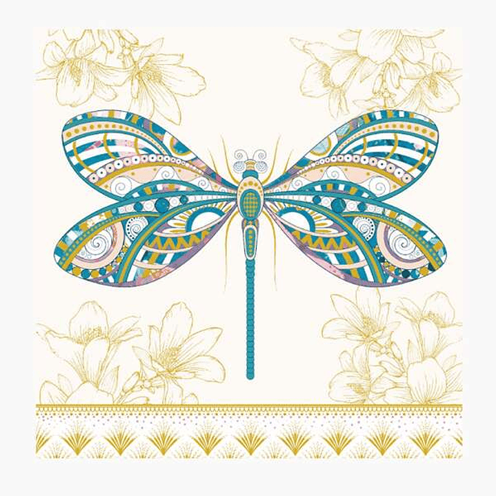 Pictura Tarjeta Arabesque - 16x16cm - Tematica Libelula - Triptica sin Envoltorio - Incluye Sobre Blanco - Papel con Certificacion FSC 1