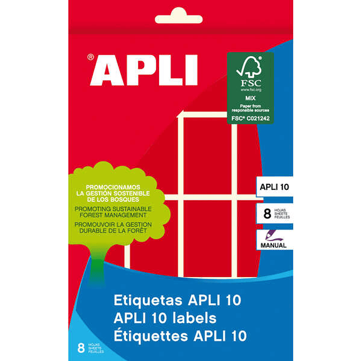 Apli Etiquetas 10 Rojas 25 x 40mm 8 Hojas 1
