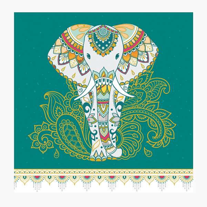 Pictura Tarjeta Arabesque - 16x16cm - Tematica Elefante - Tarjeta Triptica sin Envoltorio - Incluido Sobre Blanco - Papel con Certificacion FSC 1