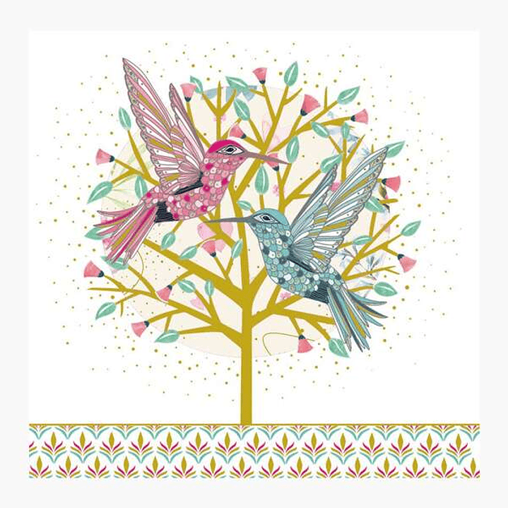 Pictura Tarjeta Arabesque - 16x16cm - Tematica Colibri - Triptica sin Envoltorio - Incluye Sobre Blanco - Papel con Certificacion FSC 1