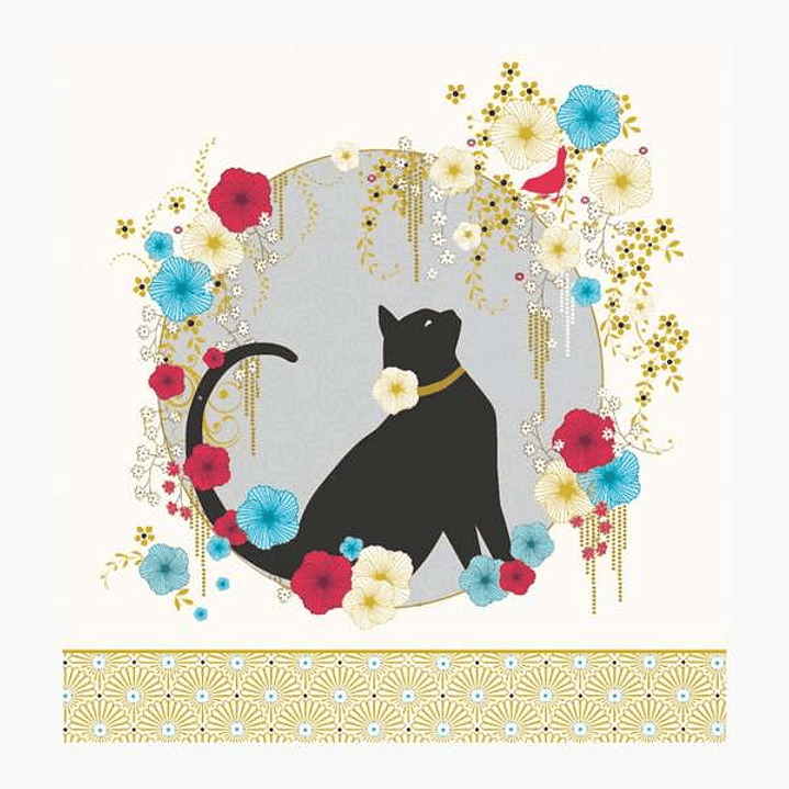 Pictura Tarjeta Arabesque - 16x16cm - Tematica Gato Negro - Tarjeta Triptica sin Envoltorio - Incluido Sobre Blanco - Papel con Certificacion FSC 1