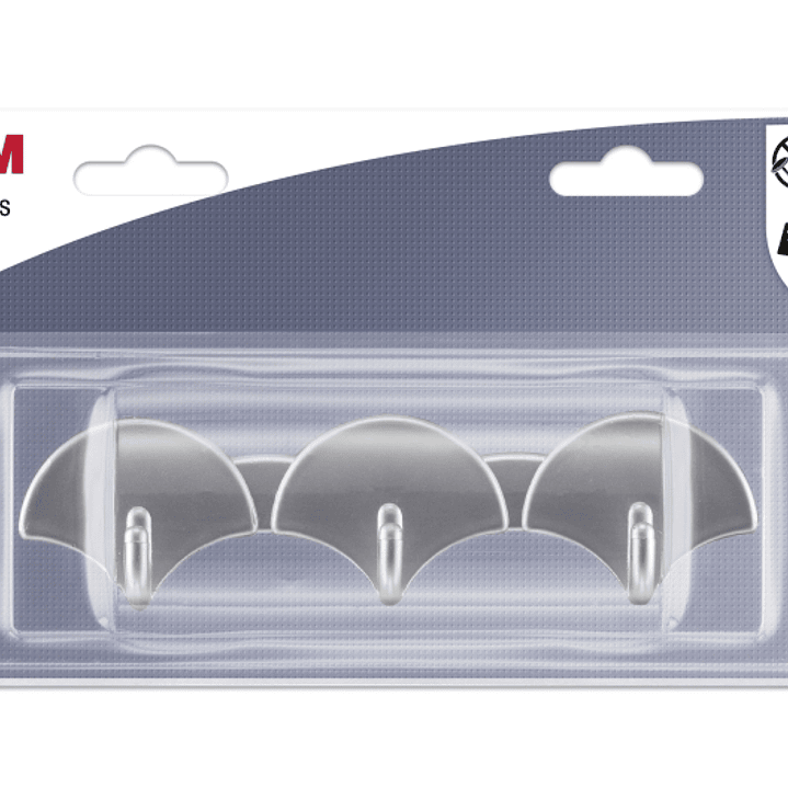 3M Ganchos Adhesivos en Barra - 3 Ganchos - Soporta hasta 1.5kg - Color Gris Metalizado 1