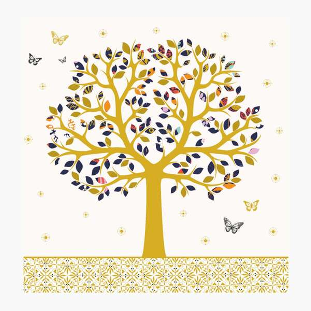 Pictura Tarjeta Arabesque - 16x16cm - Tematica de Arboles - Tarjeta Triptica sin Envoltorio - Incluye Sobre Blanco - Papel con Certificacion FSC 1