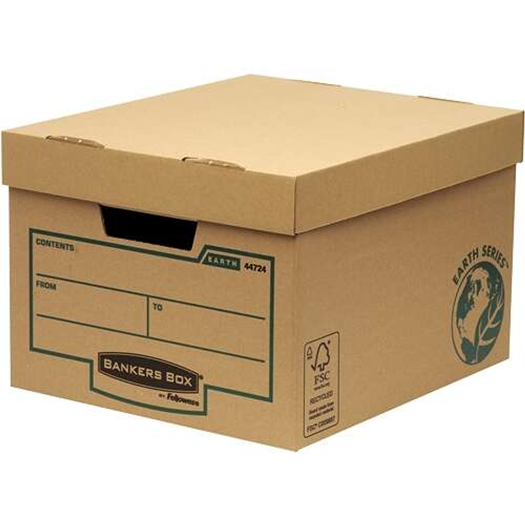Fellowes Bankers Box Earth Contenedor de Archivos - Montaje Manual - Carton Reciclado Certificacion FSC - Color Marron 1