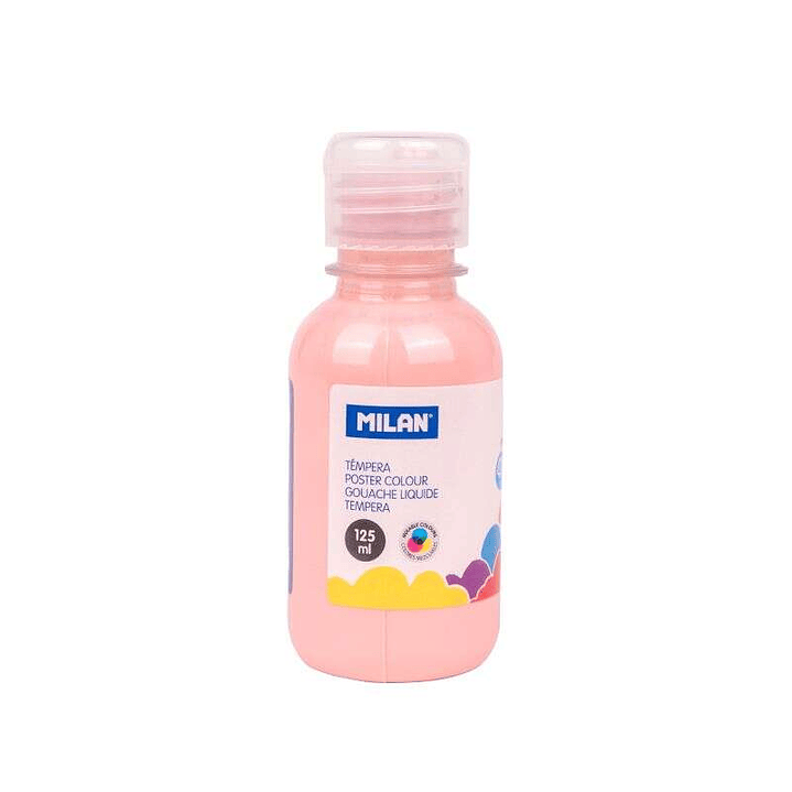 Milan Botella de Tempera 125ml - Tapon Dosificador - Secado Rapido - Mezclable - Color Rosa Palido 1