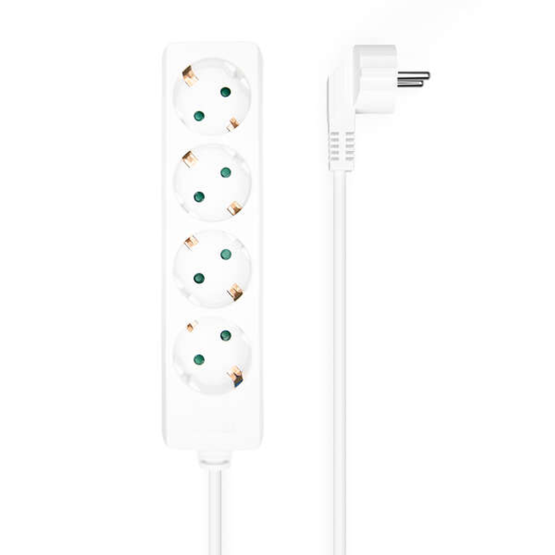 Aisens Regleta Multiple de 4 Tomas sin Interruptor con Cable 3×1.5mm2 - 1.4m - Color Blanco 1