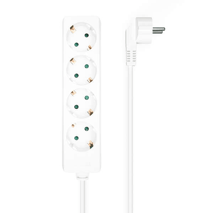 Aisens Regleta Multiple de 4 Tomas sin Interruptor con Cable 3×1.5mm2 - 1.4m - Color Blanco 1