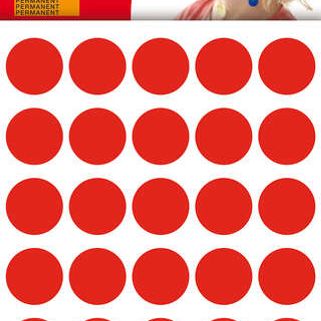 Apli Bolsa de 180 Gomets Redondos Ø 20mm - Adhesivo Permanente - Desarrollo de Habilidades y Creatividad - Ideal para Escuelas Infantiles - Color Rojo 1