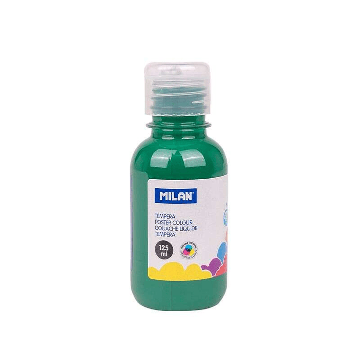 Milan Botella de Tempera 125ml - Tapon Dosificador - Secado Rapido - Mezclable - Color Verde Oscuro 1