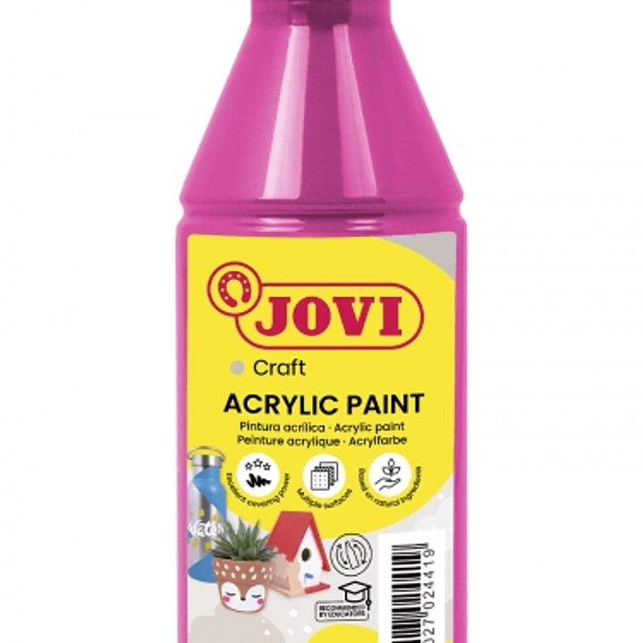 Jovi Jovidecor Acryl Pintura Acrilica Satinada - Alto Poder Cubriente - Facil Aplicacion - Multiusos - Resistente al Agua y Jabon - Color Rosa 1