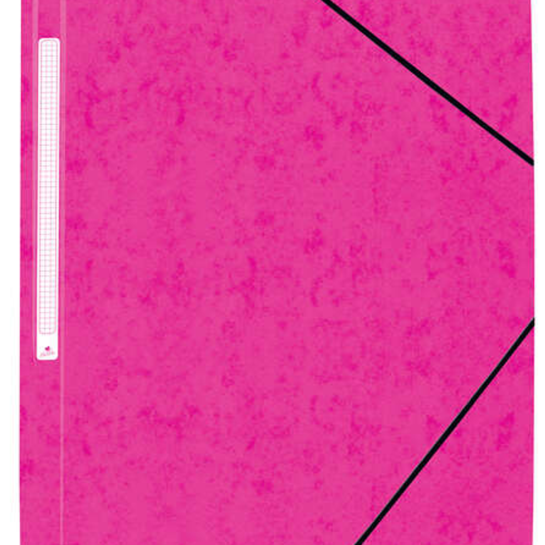 Mariola Carpeta de Carton Simil Prespan con Etiqueta en Lomo Folio 500gr/m2 - Medidas 34x25cm - Cierre con Goma Elastica - Color Fucsia 1