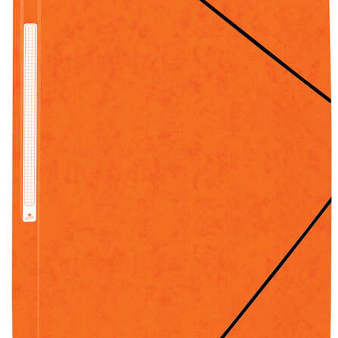 Mariola Carpeta de Carton Simil Prespan con Etiqueta en Lomo Folio 500gr/m2 - Medidas 34x25cm - Cierre con Goma Elastica - Color Naranja 1