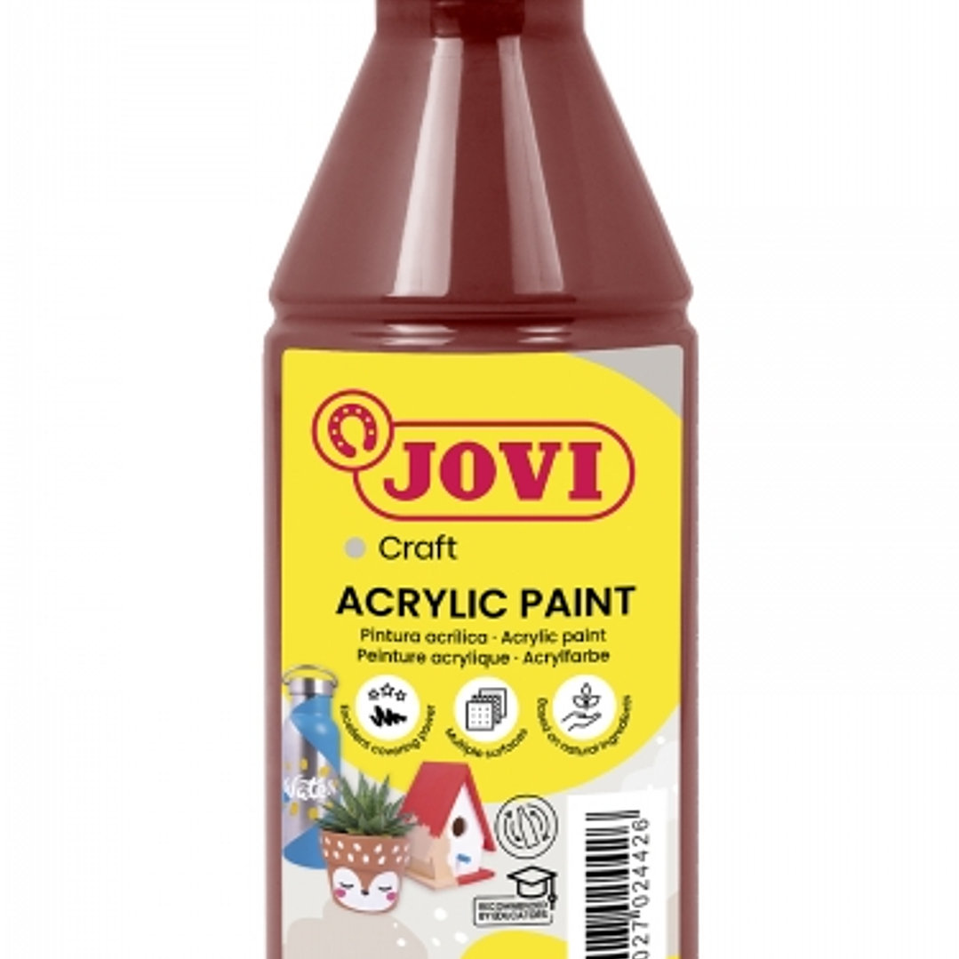 Jovi Jovidecor Acryl Pintura Acrilica Satinada - Alto Poder Cubriente - Facil Aplicacion - Resistente al Agua y Jabon - Color Marrón 1