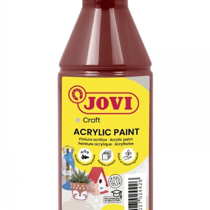 Jovi Jovidecor Acryl Pintura Acrilica Satinada - Alto Poder Cubriente - Facil Aplicacion - Resistente al Agua y Jabon - Color Marrón 1