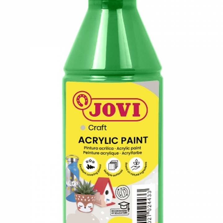 Jovi Jovidecor Acryl Pintura Acrilica - Acabado Satinado - Alto Poder Cubriente - Facil Aplicacion - Resistente al Agua y Jabon - Color Verde 1