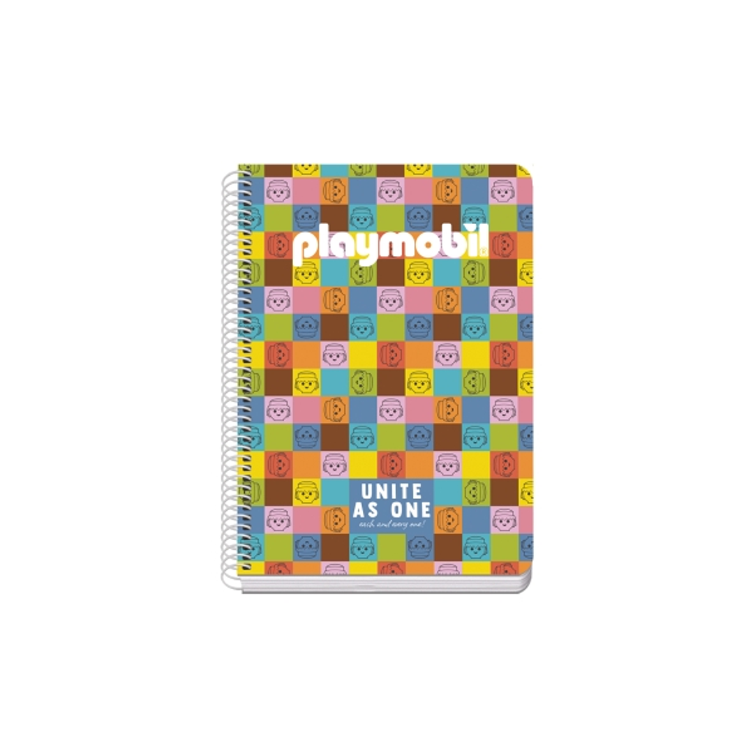 Dohe Playmobil Unite As One Cuaderno Espiral A5 80 Hojas Cuadricula 4mm con Margen - Tapa Rigida Impresa a todo Color - Guardas Impresas 1
