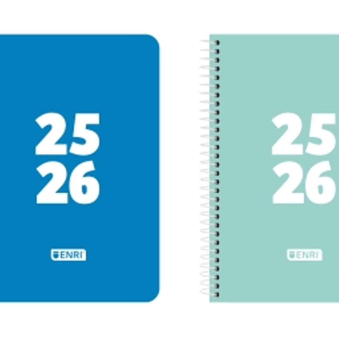 Enri Teens Agenda Escolar 25/26 Espiral Semana Vista - Tamaño 4º - Tapa de Plastico - Esquinas Microperforadas - Espacio para Notas - Colores Surtidos 1
