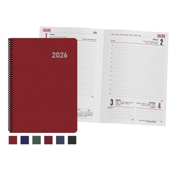 Ingraf Paris Agenda Anual con Espiral - Dia Pagina - Viernes, Sabado y Domingo misma Pagina - Tamaño 15x21cm - Colores Surtidos 1