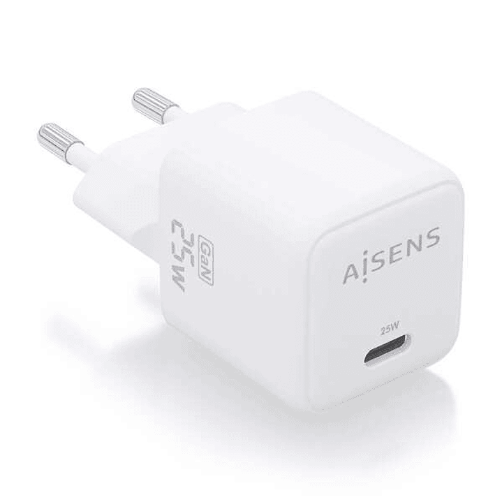 Aisens Cargador Gan 25W - 1xUSB-C PD3.0 QC4.0 - Color Blanco 1