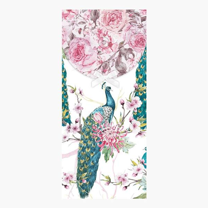 Pictura Tarjeta Money Cards - Tarjeta de Regalo Tipo Sobre Vertical - Tematica Pavo Real - 9.6x21.3cm - Embolsada Individualmente en Celofan - Incluid 1