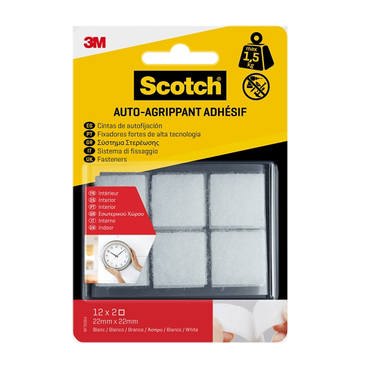 Scotch Pack de 12 Cierres Adhesivos Reposicionables - 22x22mm - Uso en Interior - Color Blanco 1