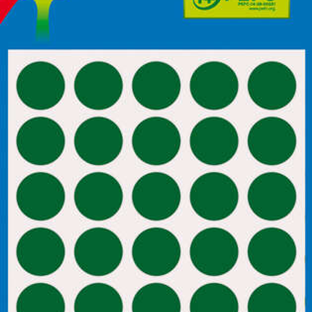 Apli Pack de 175 Etiquetas Redondas - Tamaño Ø 13mm - Aptas para Escritura Manual - Adhesivo Permanente - Color Verde 1