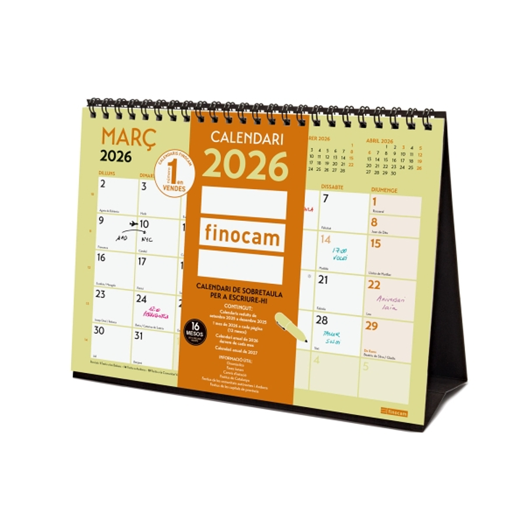 Finocam Grafik Calendario de Sobremesa en Catalan - Anual 2026 - 210x70x155mm - Espacio para Escribir - Color Surtidos 1