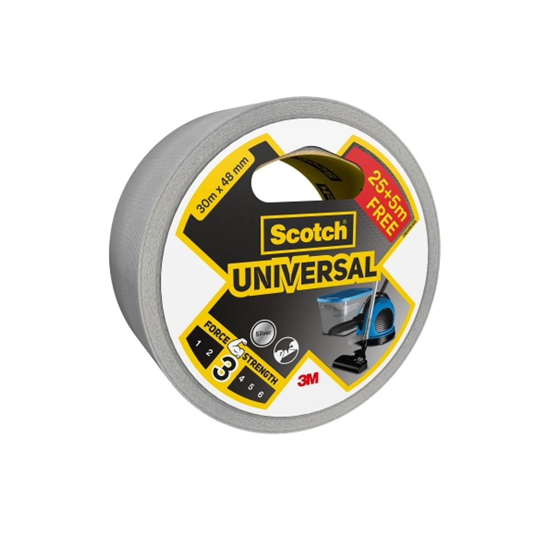 Scotch Universal Cinta Adhesiva Americana - 48mm x 30m - Promocion 25m + 5m Gratis - Color Plata 1
