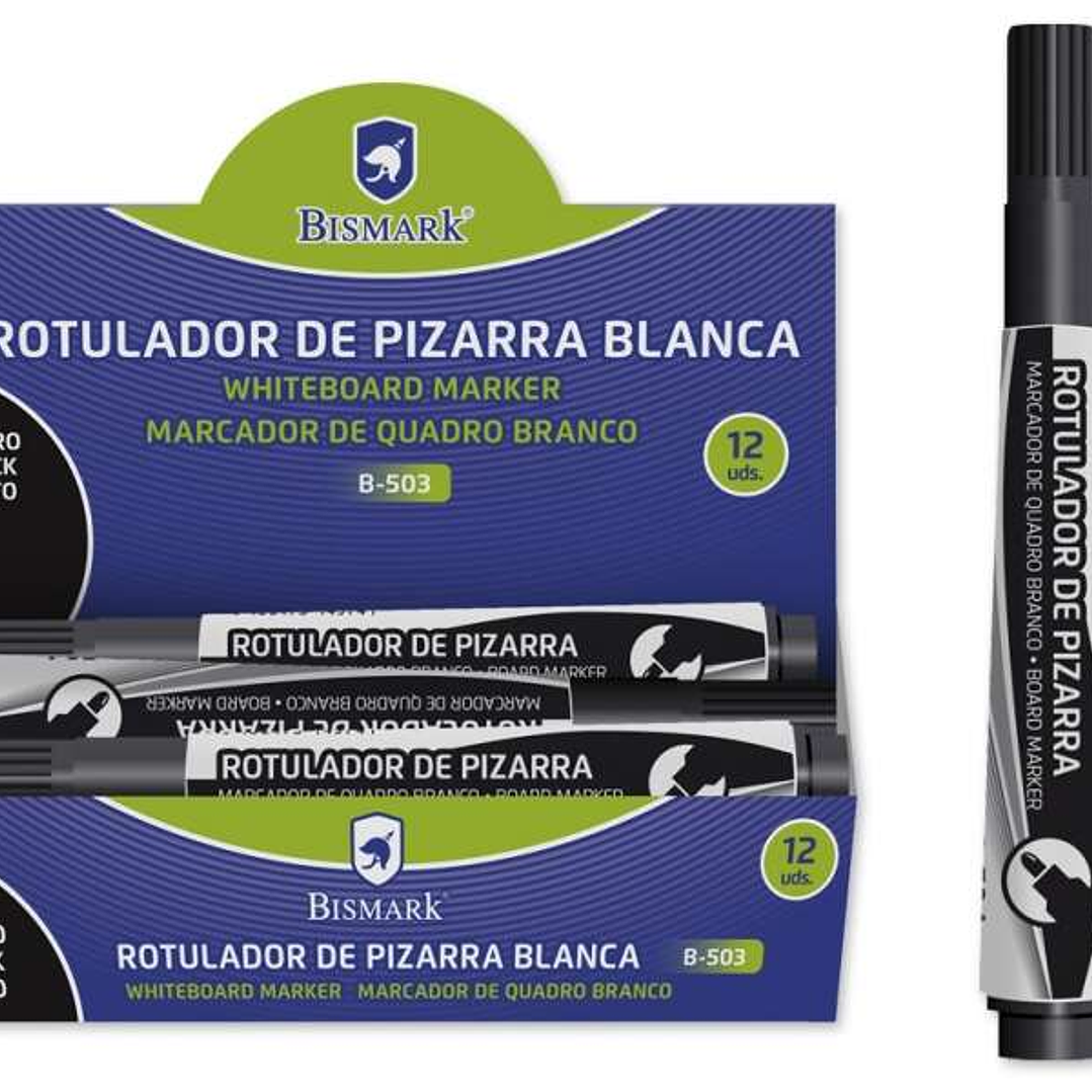 Bismark Rotulador para Pizarra 3mm - Punta Fina - Tinta de Secado Rapido - Facil de Borrar - Color Negro 1