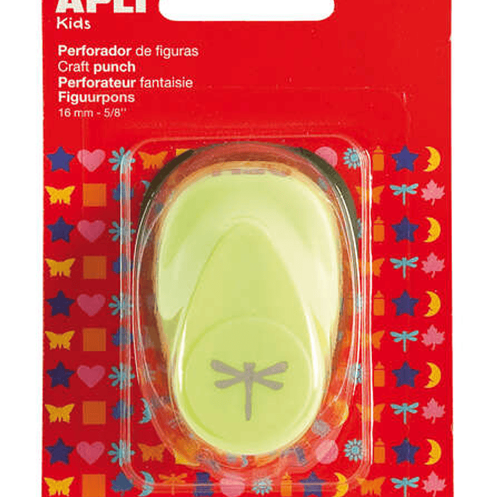 Apli Perforadora de Papel en Forma de Libelula - Tamaño de Figura 16mm - Alta Calidad para Papel, Carton y Cartulina - Deposito de Restos de Papel - D 1