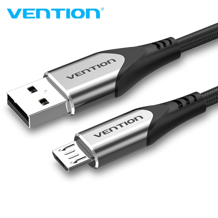 Vention Cable Micro USB Reversible - Carga Rapida 3A - Transmision 480Mbps - Durabilidad Mejorada - Proteccion de Bateria - Color Gris 1