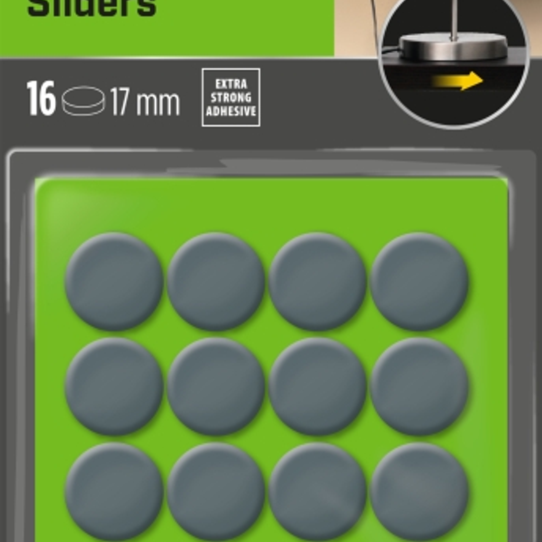Scotch Move and Protect Pack de 16 Patines Deslizantes Adhesivos - Diametro de 17mm - Color Gris 1