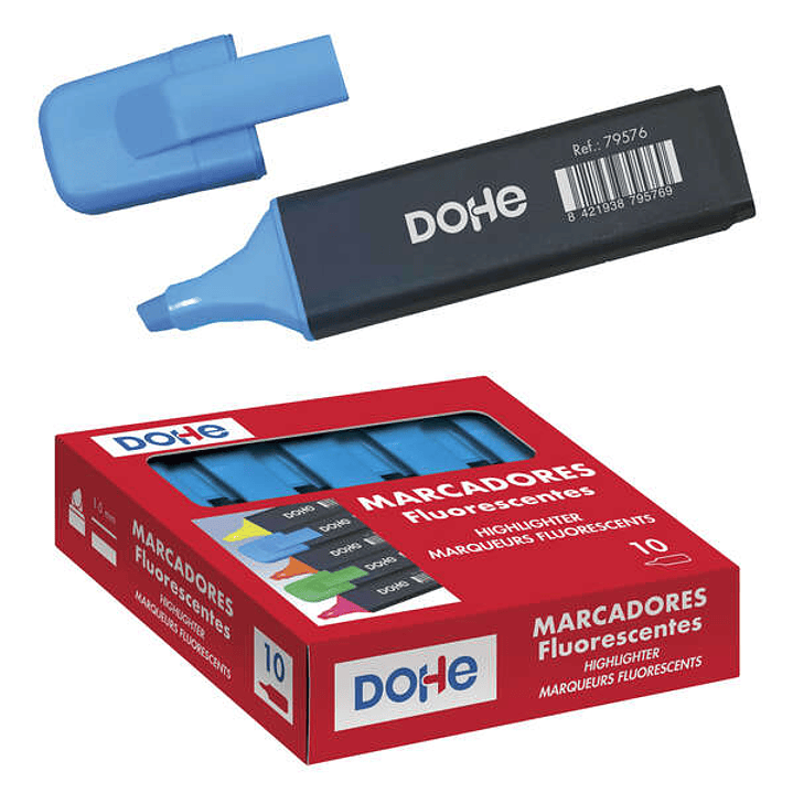 Dohe Marcadores Fluorescentes - Punta Biselada de 1-5mm - Clip en la Capucha - Apto para Todo Tipo de Papel - Color Azul 1