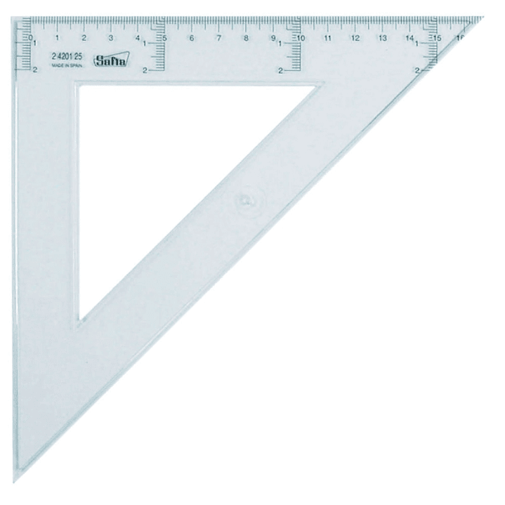 Safta Cristal Escuadra de 25cm - Poliestileno - Graduacion Impresa - Biselada - Color Transparente 1