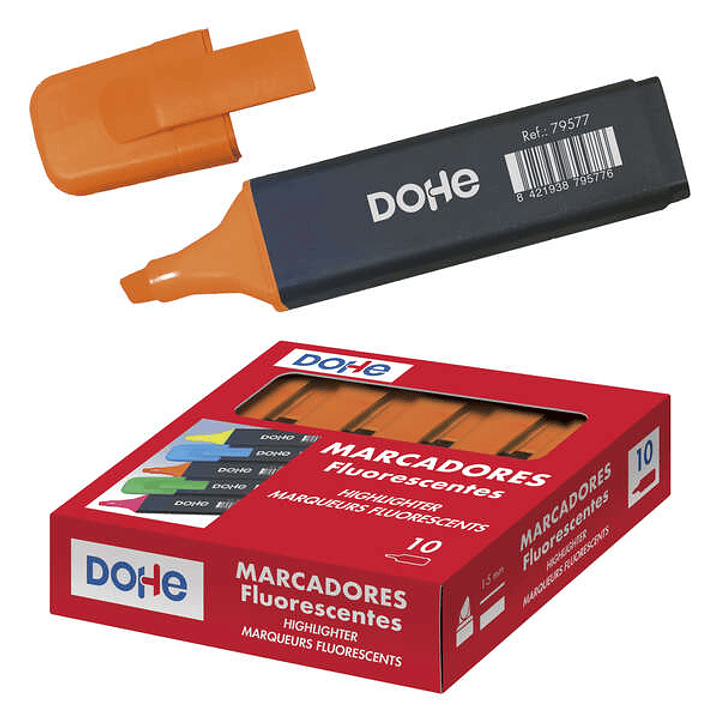 Dohe Marcadores Fluorescentes - Punta Biselada de 1-5mm - Clip en la Capucha - Apto para Todo Tipo de Papel - Color Naranja 1