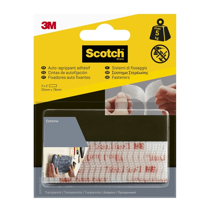 Scotch Extreme Pack de 2 Cierres Adhesivos Reposicionables - 25x75mm - Color Transparente 1