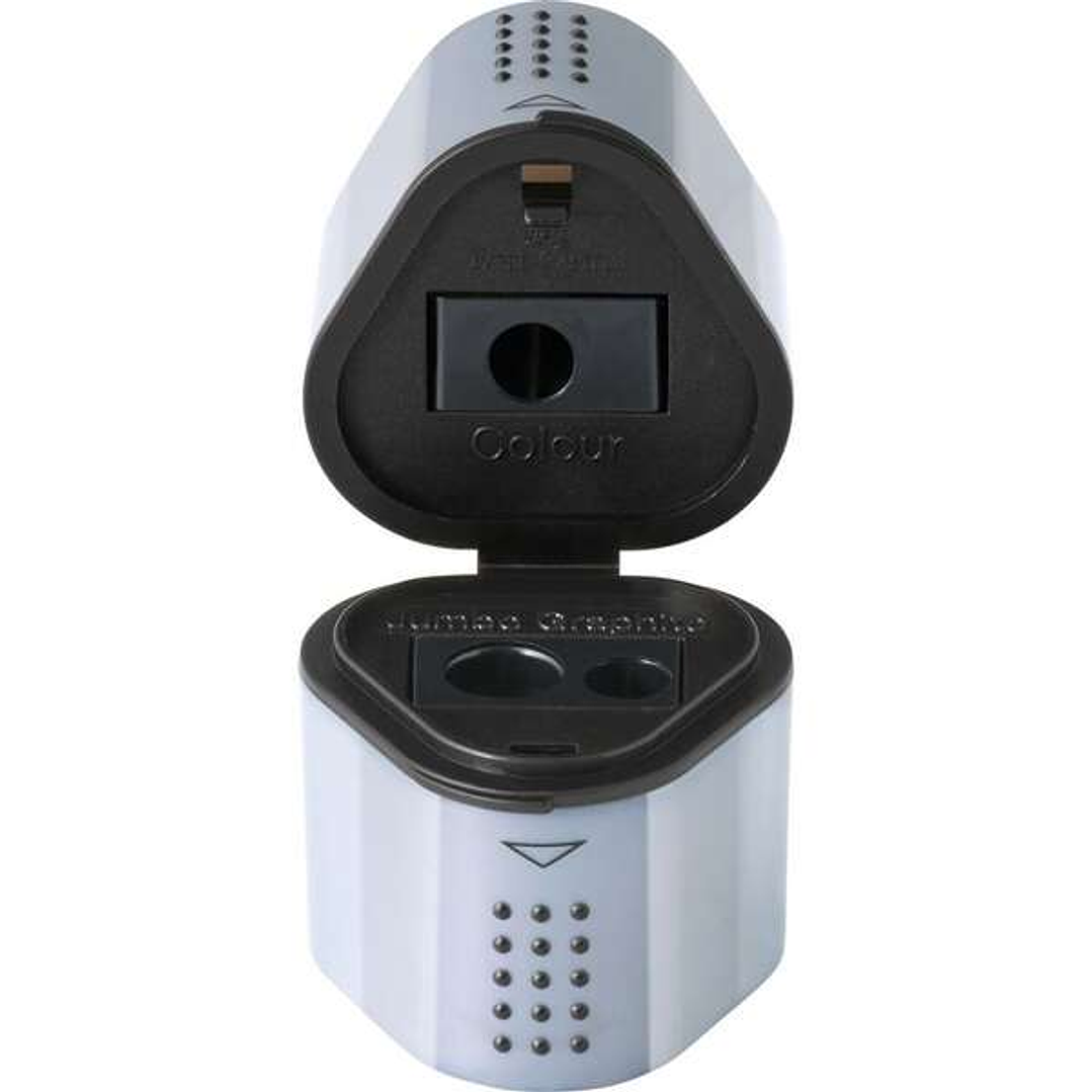 Faber-Castell Trio Grip 2001 Sacapuntas 3 en 1 - Para Tamaño Estandar y Jumbo - 2 Depositos Independientes - Color Plata 1