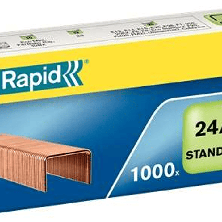 Rapid Confort Caja de 1000 Grapas 24/6 - Hasta 20 Hojas - Alambre Flexible Cobreado - Patilla de 6mm 1