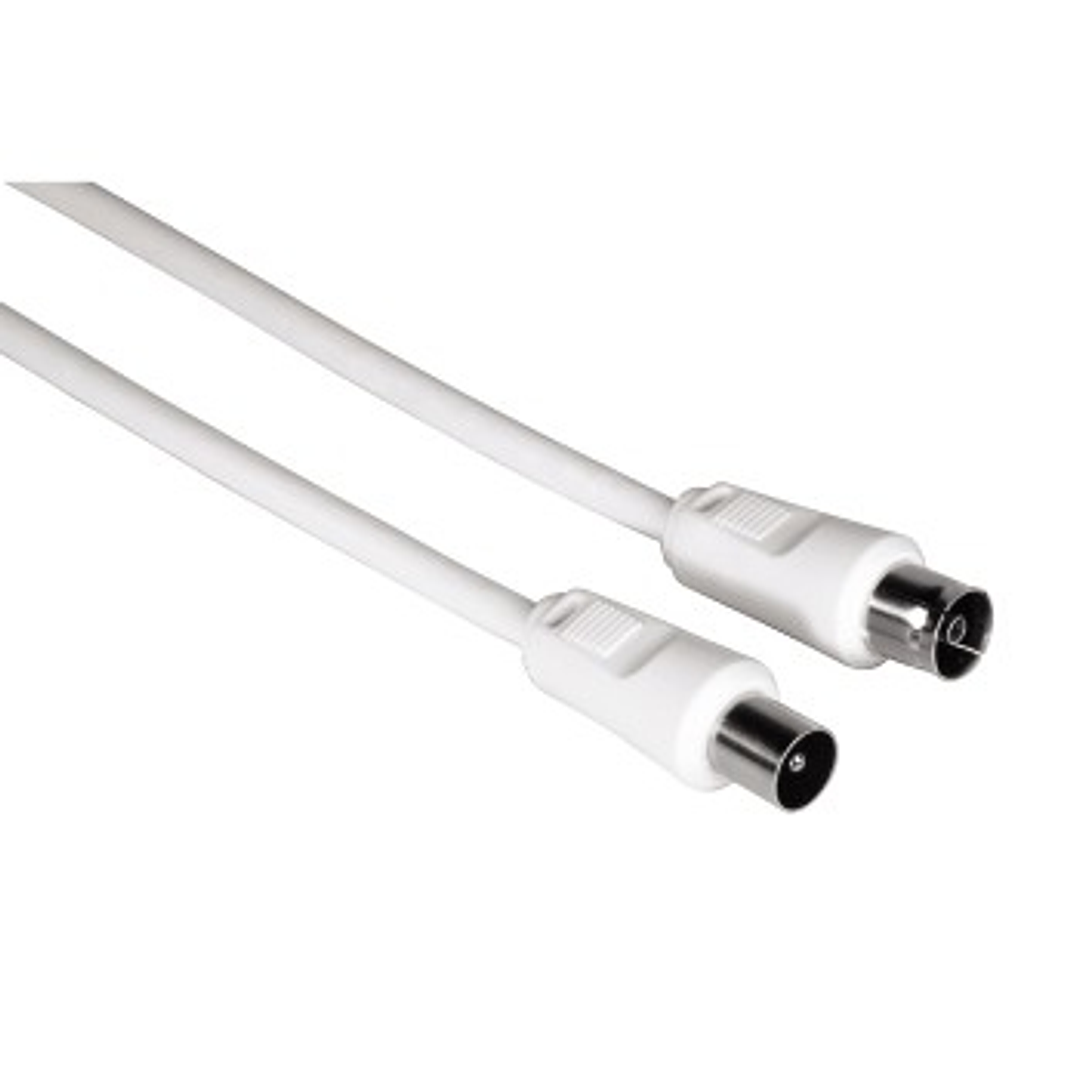 Hama Cable Coaxial de Antena - Longitud 3m - Coaxial Macho - Conector F Macho - Color Blanco 1