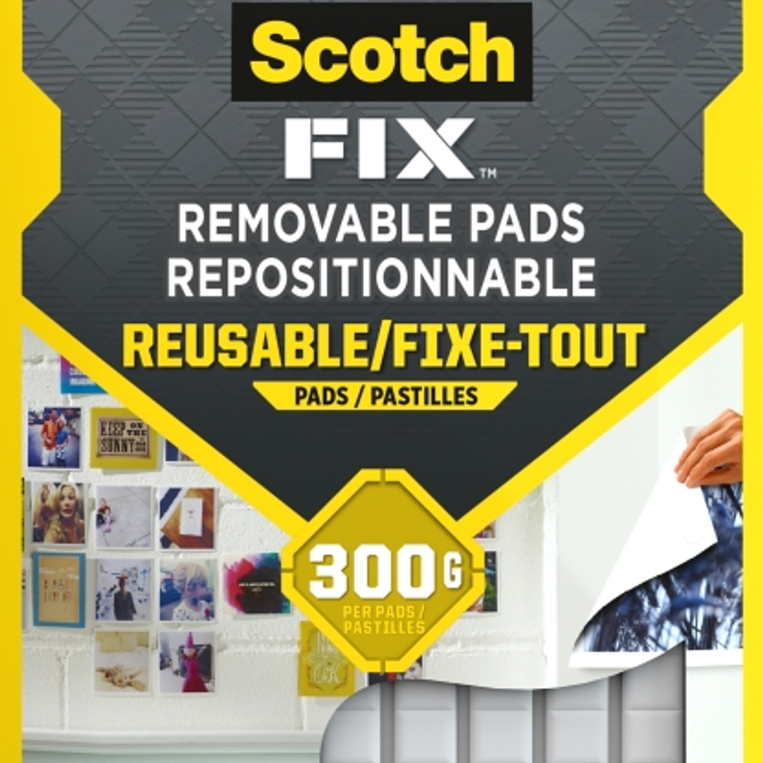 Scotch-Fix Pack de 36 Tiras Adhesivas Reutilizables - 11mm x 15mm - Color Blanco 1