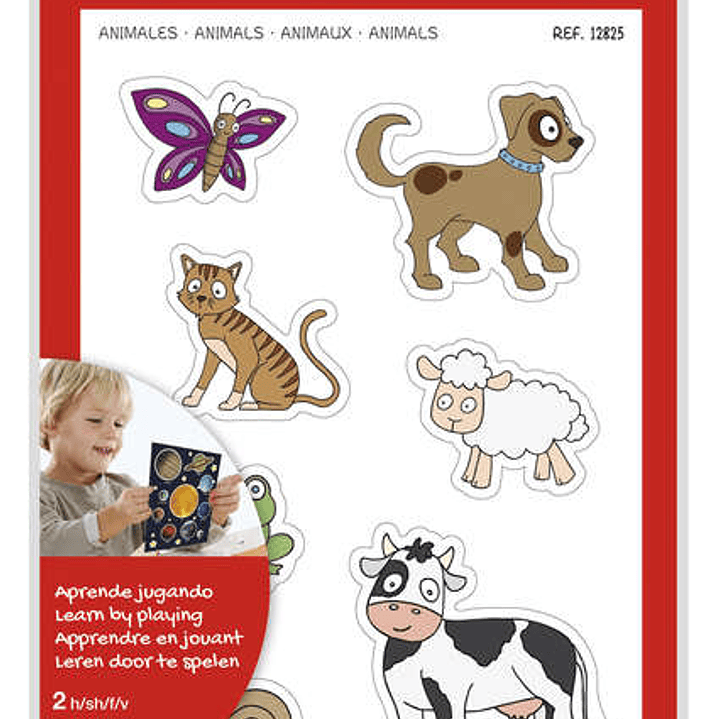 Apli Gomets Tematicos Animales xL - 28 Gomets en 2 Hojas A4 - Desarrollados con Educadores - Adhesivo Removible - Tamaño xL sin Borde - Adhesivo Base  1