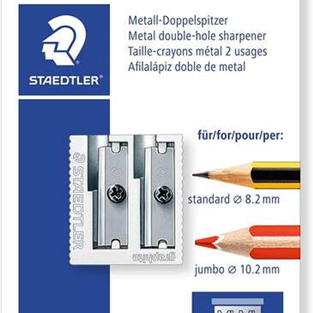 Staedtler Sacapuntas Metalico con Cuchilla de Metal - Angulo de Afilado de 23° y 30º - 2 Agujeros 1