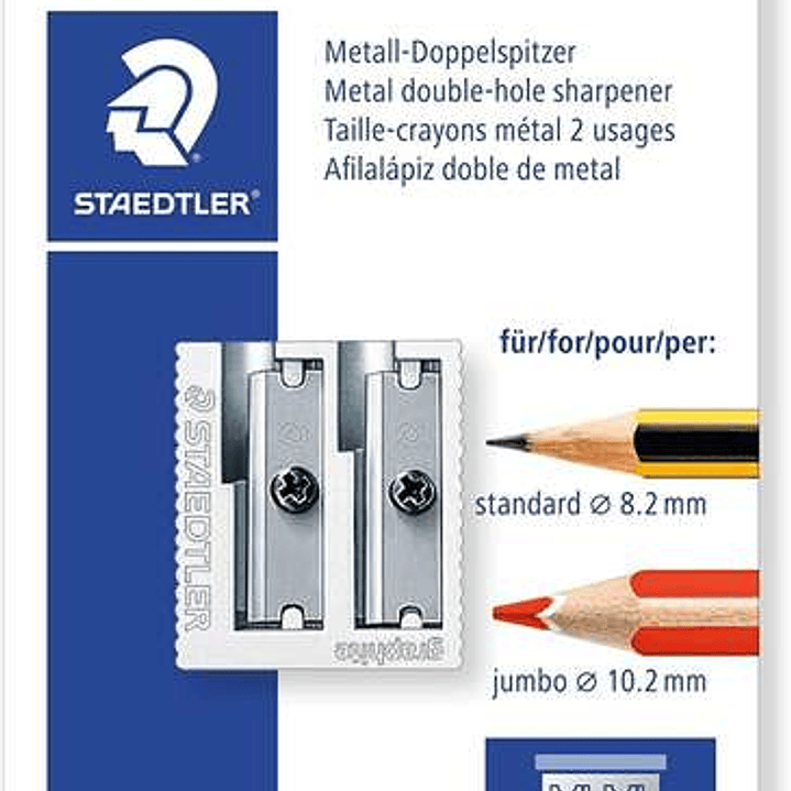 Staedtler Sacapuntas Metalico con Cuchilla de Metal - Angulo de Afilado de 23° y 30º - 2 Agujeros 1