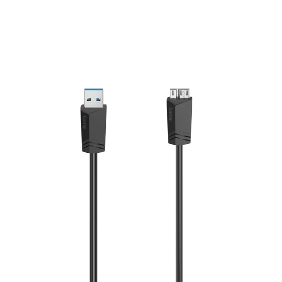 Hama Essential Cable USB - Longitud 0.75m - USB-A Macho - Micro-USB Macho - Velocidad hasta 5Gbps - Blindaje Doble - Color Negro 1