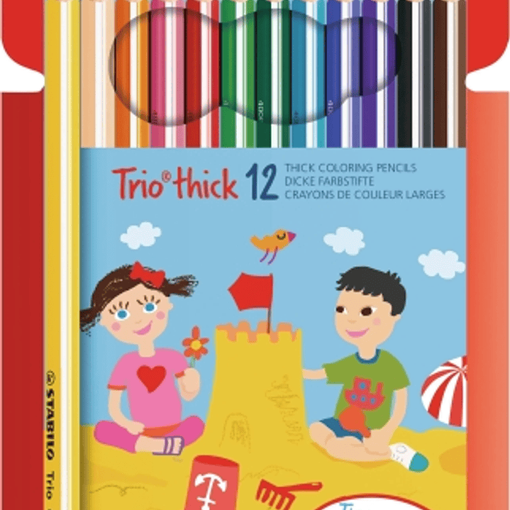 Stabilo Trio Thick Pack con 12 Lapices de Colores - Mina de 4.2mm - Forma Triangular - Colores Surtidos 1